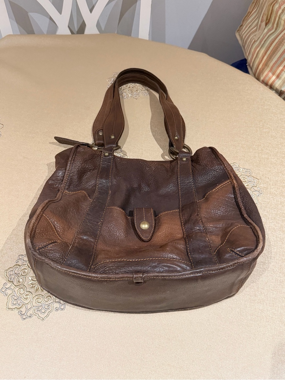 Caterina lucchi Classic Brown Leather Tote Bag - Made in Italy - Picture 1 of 9